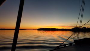 Sunset, Intercoastal Waterway, ICW, Heading South, Adventures of Emerald Dragon