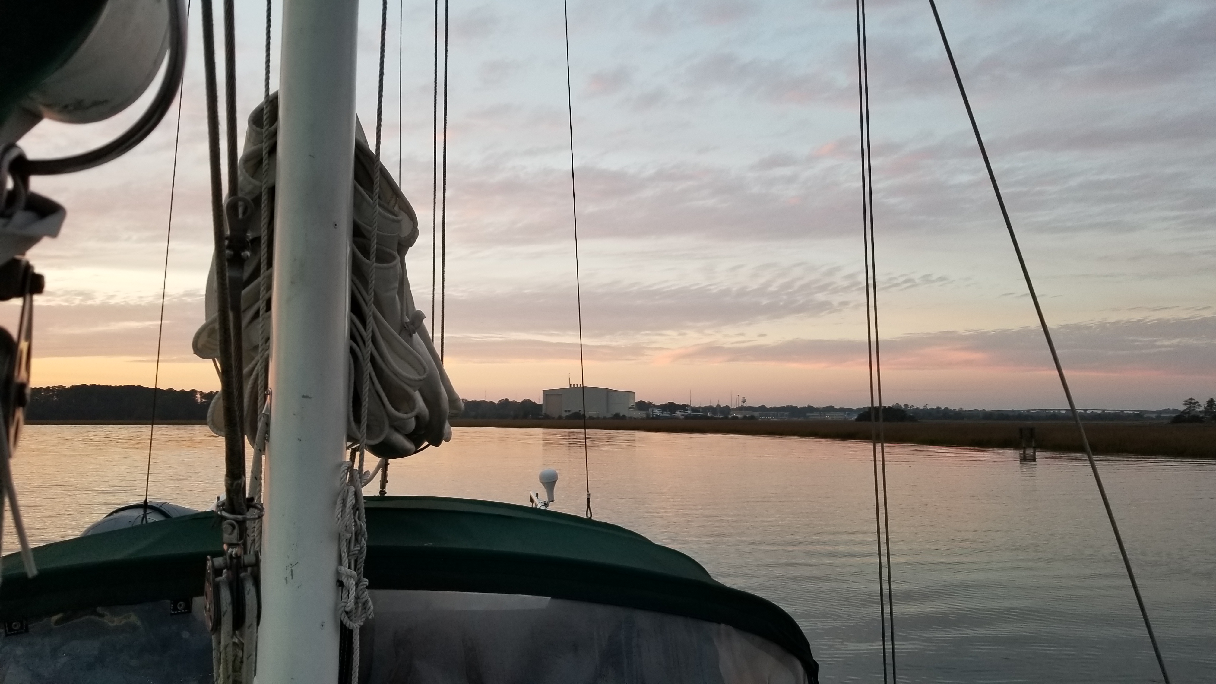 icw, heading south, sunsets on the water, thunderbolt marine, anchoring in Georgia,