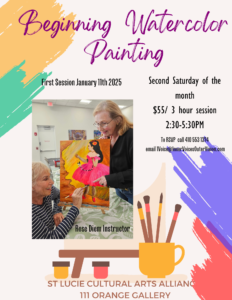 Water color painting, training in art, st lucie cultural alliance